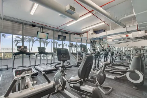 a view of a room with gym equipment