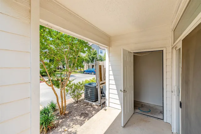 a potted plant in front of a glass door