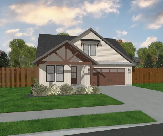 a front view of a house with a garden and plants