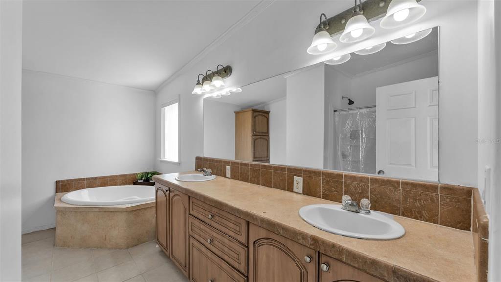 7549 Sinkhole Road Bartow, FL 33830 - Photo 11 of 40 a bathroom with a double vanity sink and a mirror