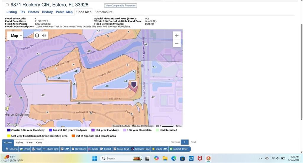 9871 Rookery Circle Estero, FL 33928 - Photo 32 of 43 MLS Flood Map shows "X" zone