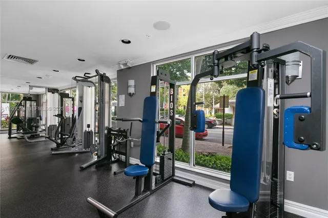 a view of a room with gym equipment