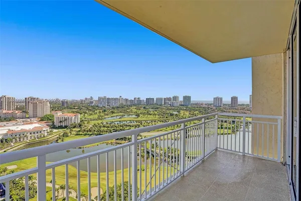 a view of a city from a balcony