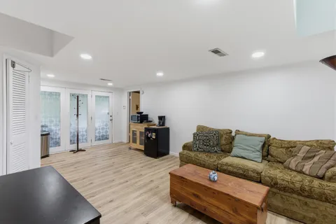 a living room with furniture