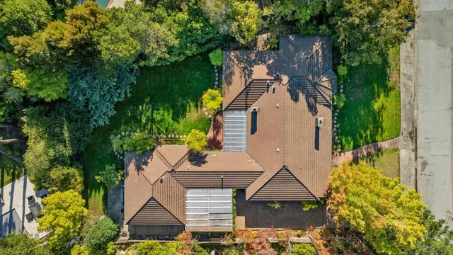 an aerial view of a house