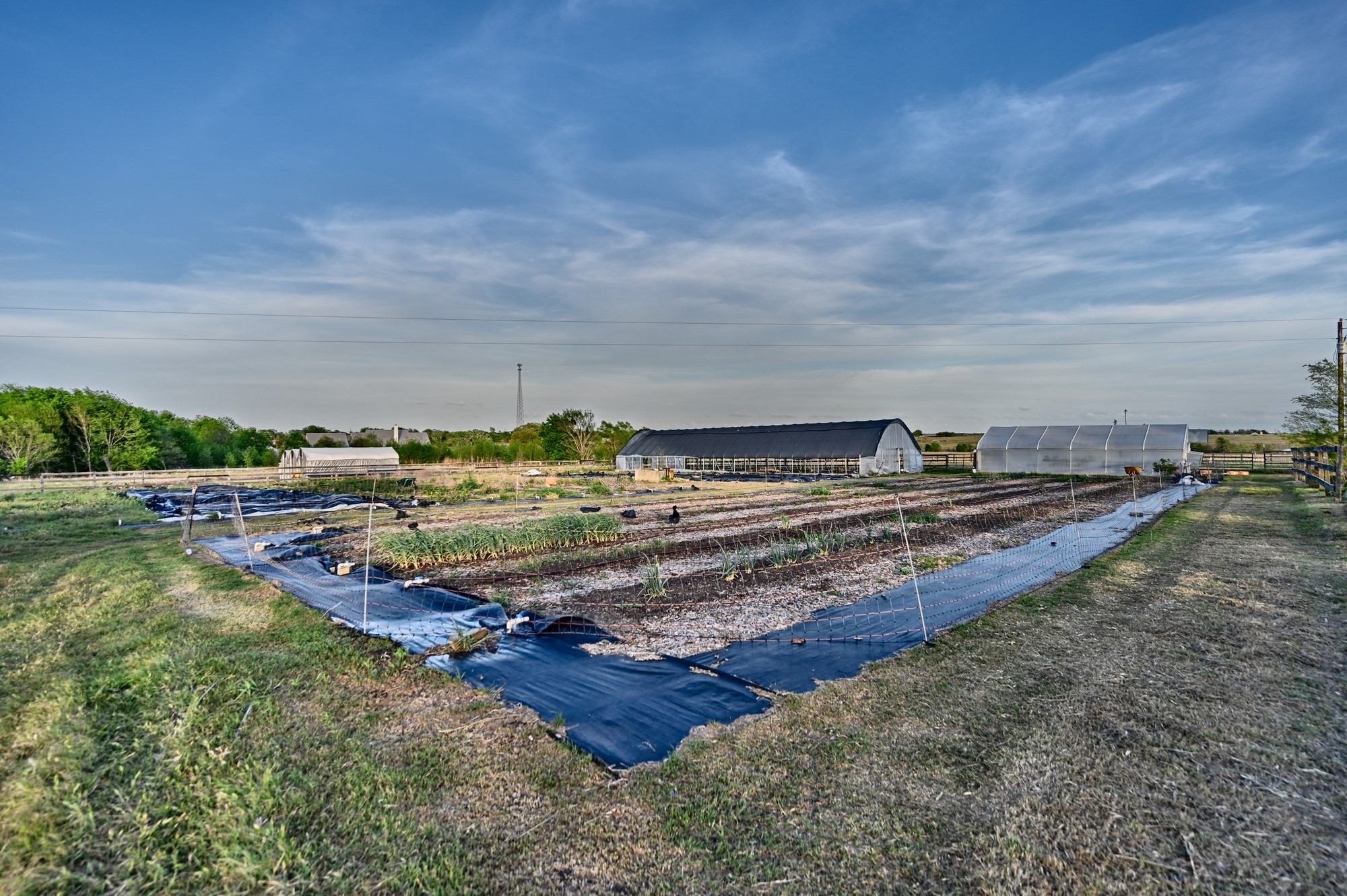 5255 Ganske Road Burton, TX 77835 - Photo 36 of 46 Expansive rural property featuring cultivated garden plots, multiple agricultural structures, and open fields, ideal for farming or gardening enthusiasts.