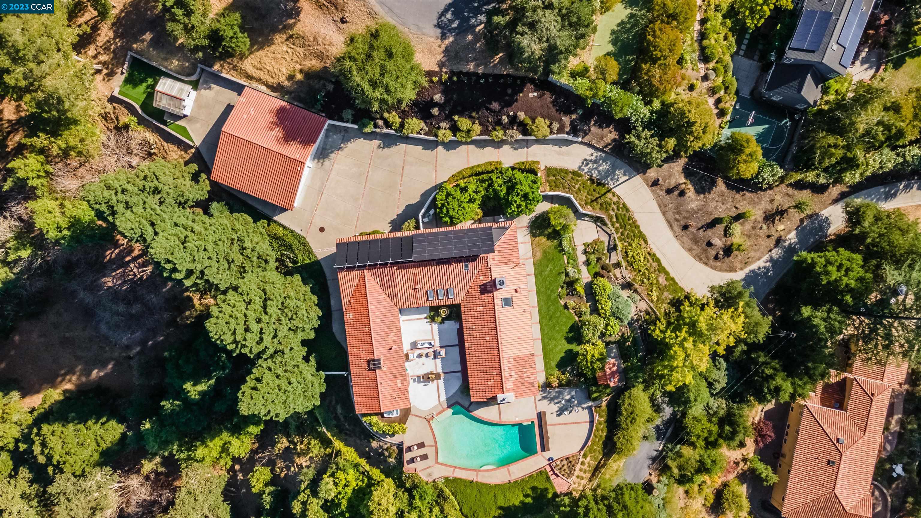13 Valley View Road Orinda, CA 94563 - Photo 1 of 1 an aerial view of a house with a yard basket ball court and outdoor seating