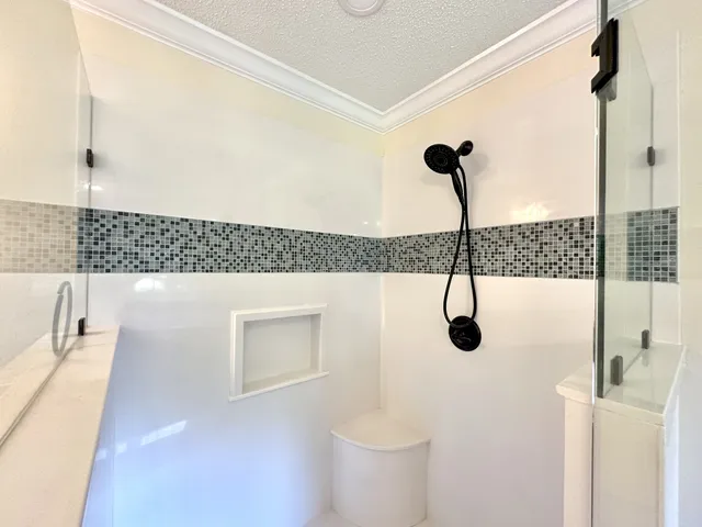 a bathroom with a shower
