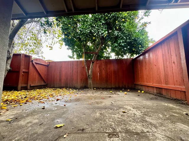 a view of sink and backyard