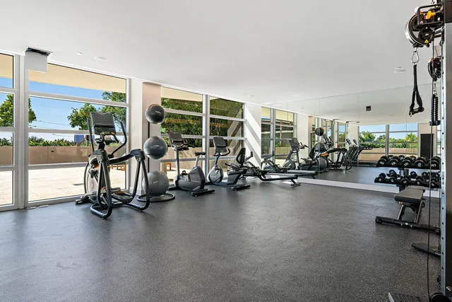 a view of a room with gym equipment