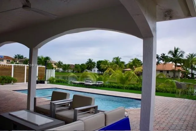 a view of outdoor space with seating area