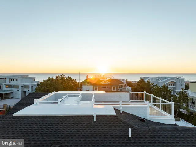 a view of a terrace with a city view