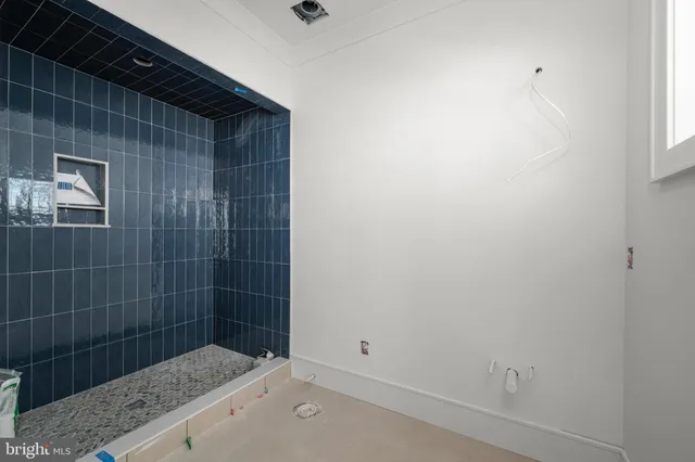 a bathroom with a bathtub