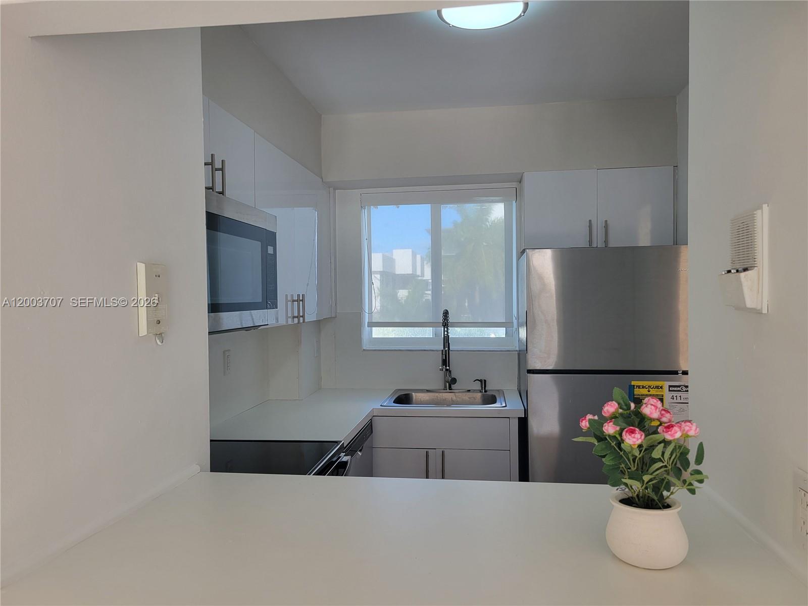 1345 Lincoln Road, Unit 501 Miami Beach, FL 33139 - Photo 15 of 33 a bathroom with a sink a mirror and a potted plant