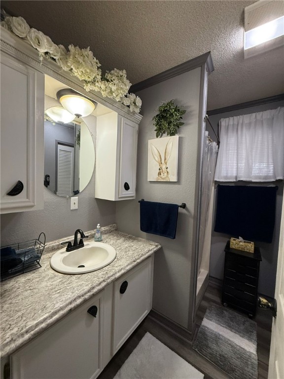 508 East Thornton Street Three Rivers, TX 78071 - Photo 13 of 17 a bathroom with a granite countertop sink vanity and mirror