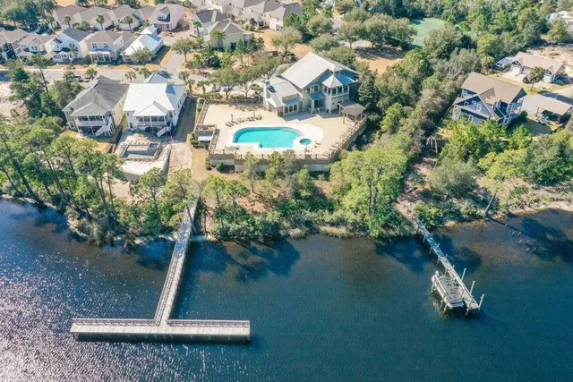 an aerial view of residential house with outdoor space