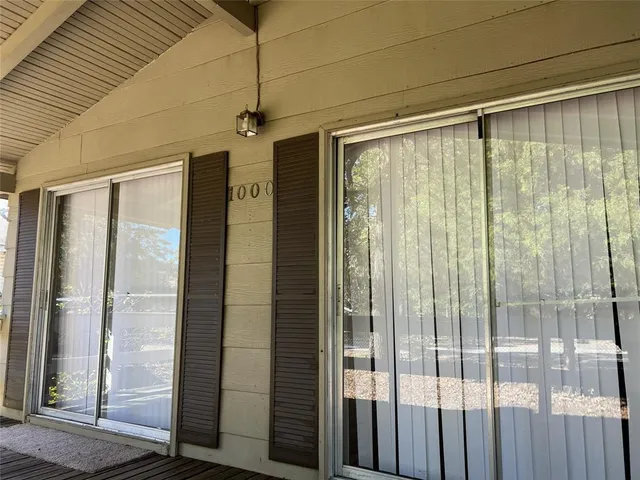 a view of a glass door with a glass door