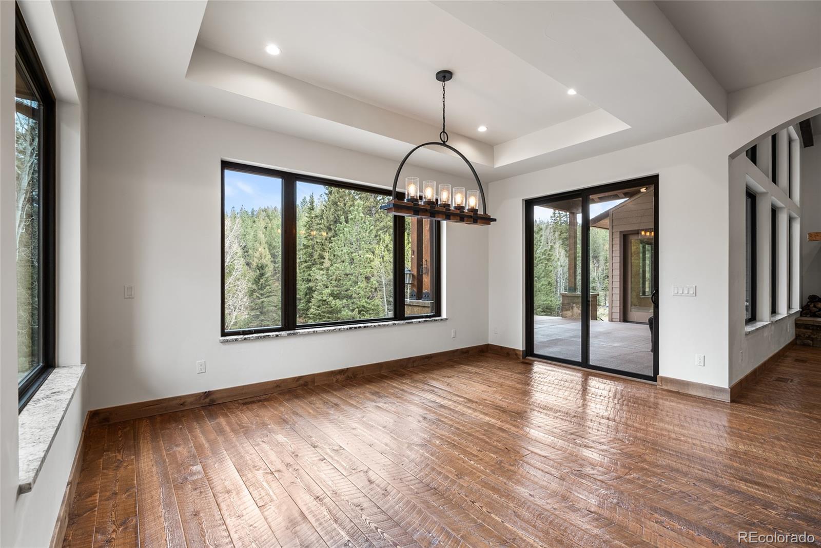 280 Double Tree Road Bailey, CO 80421 - Photo 17 of 43 a view of empty room with wooden floor and fan