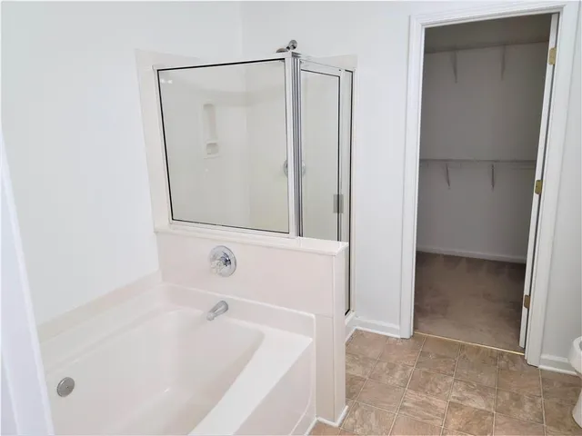 a bathroom with a bathtub
