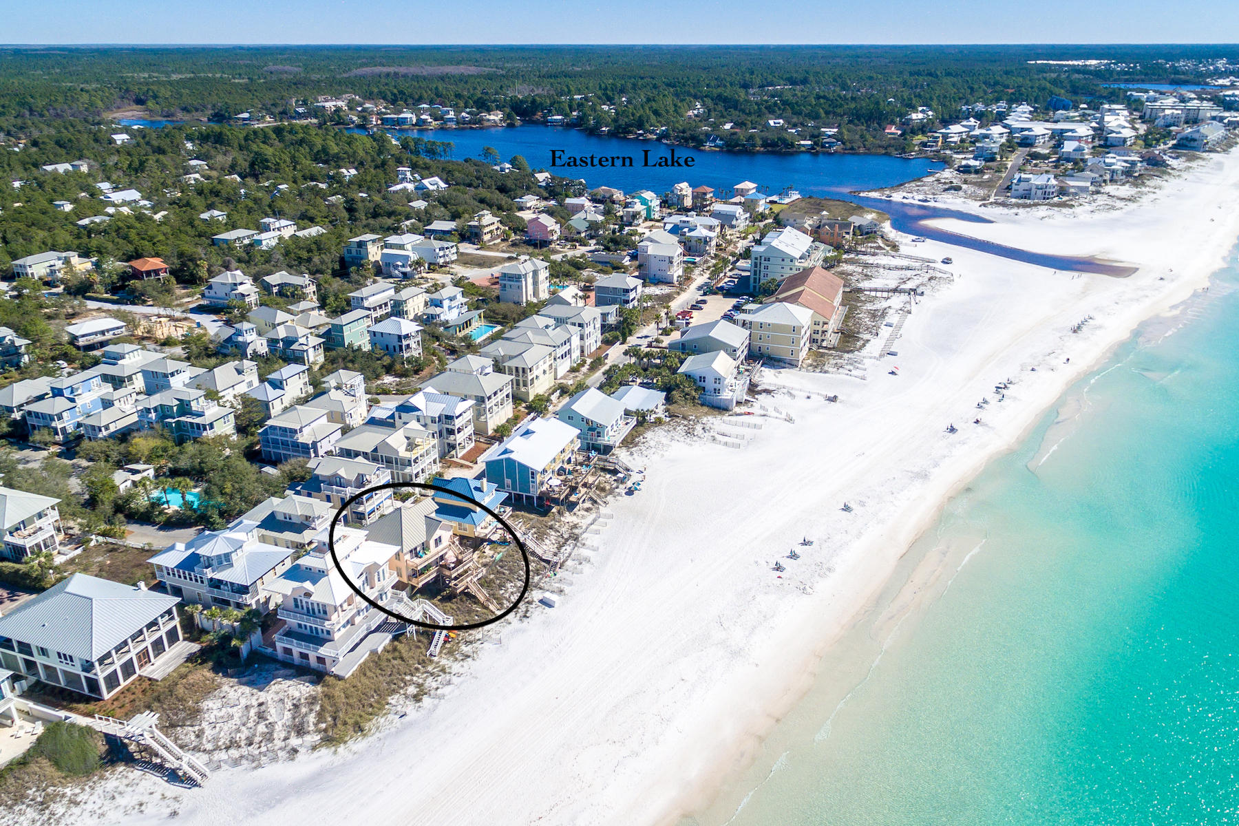 701 Eastern Lake Road Santa Rosa Beach, FL 32459 - Photo 44 of 45 an aerial view of a house with a yard