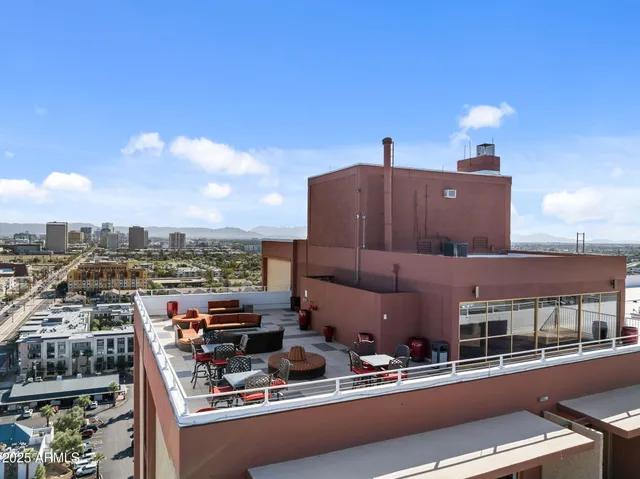 a roof deck with a yard