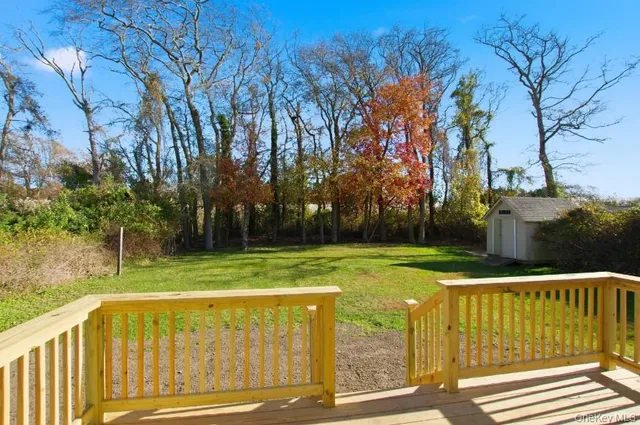 a view of a wooden deck