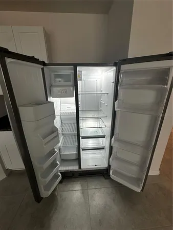 a storage room with stairs