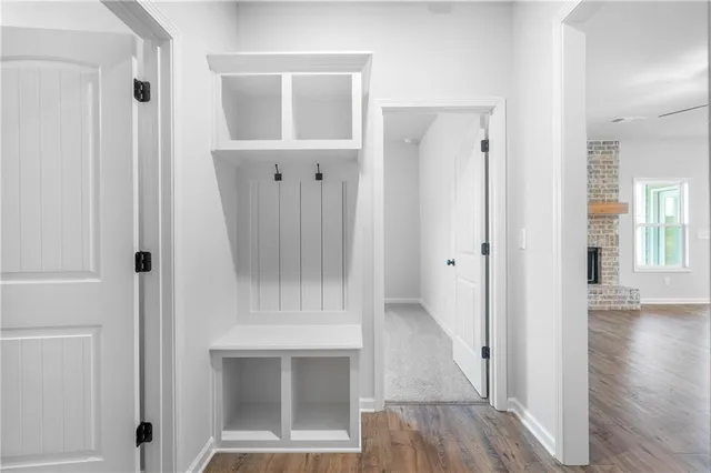 en view interior of a house with wooden floor