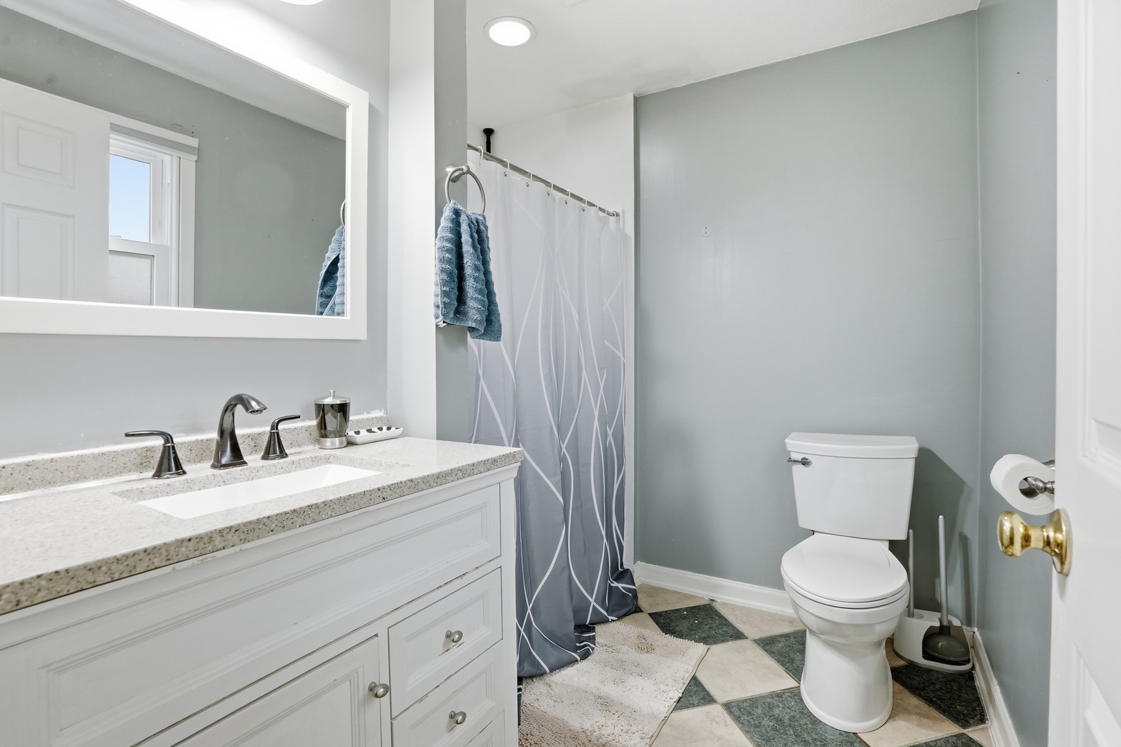 385 South Walnut Street Manteno, IL 60950 - Photo 12 of 27 a bathroom with a granite countertop sink toilet and mirror