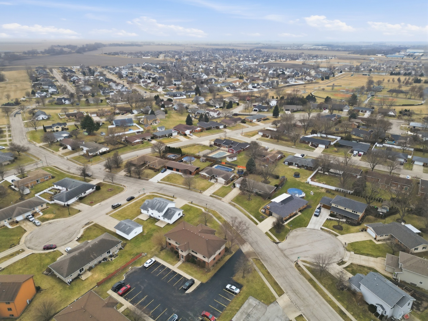 385 South Walnut Street Manteno, IL 60950 - Photo 24 of 27 an aerial view of a city with lots of residential buildings