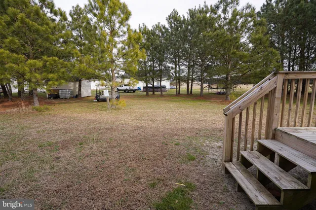 a view of a house with backyard and trees