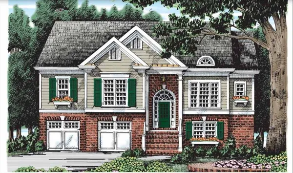 front view of a house with a yard
