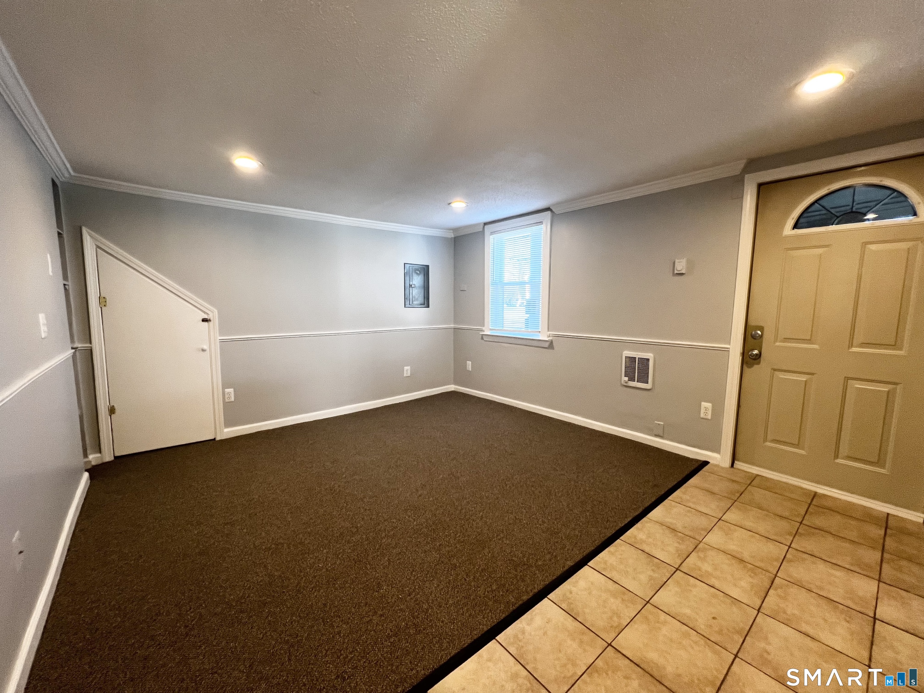 an empty room with windows