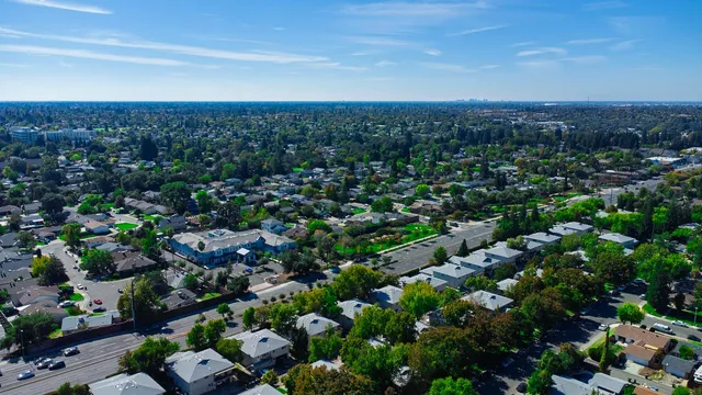 an aerial view of multiple house