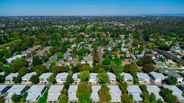 an aerial view of multiple house