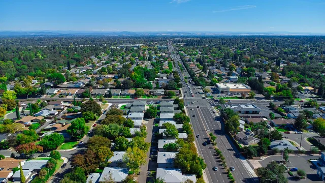 an aerial view of multiple house