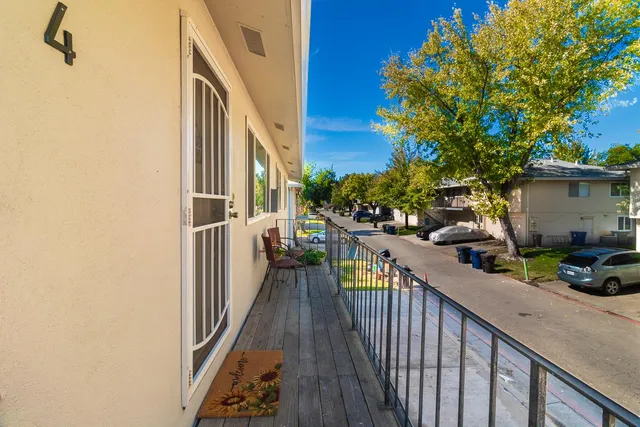 a view of a balcony from a balcony