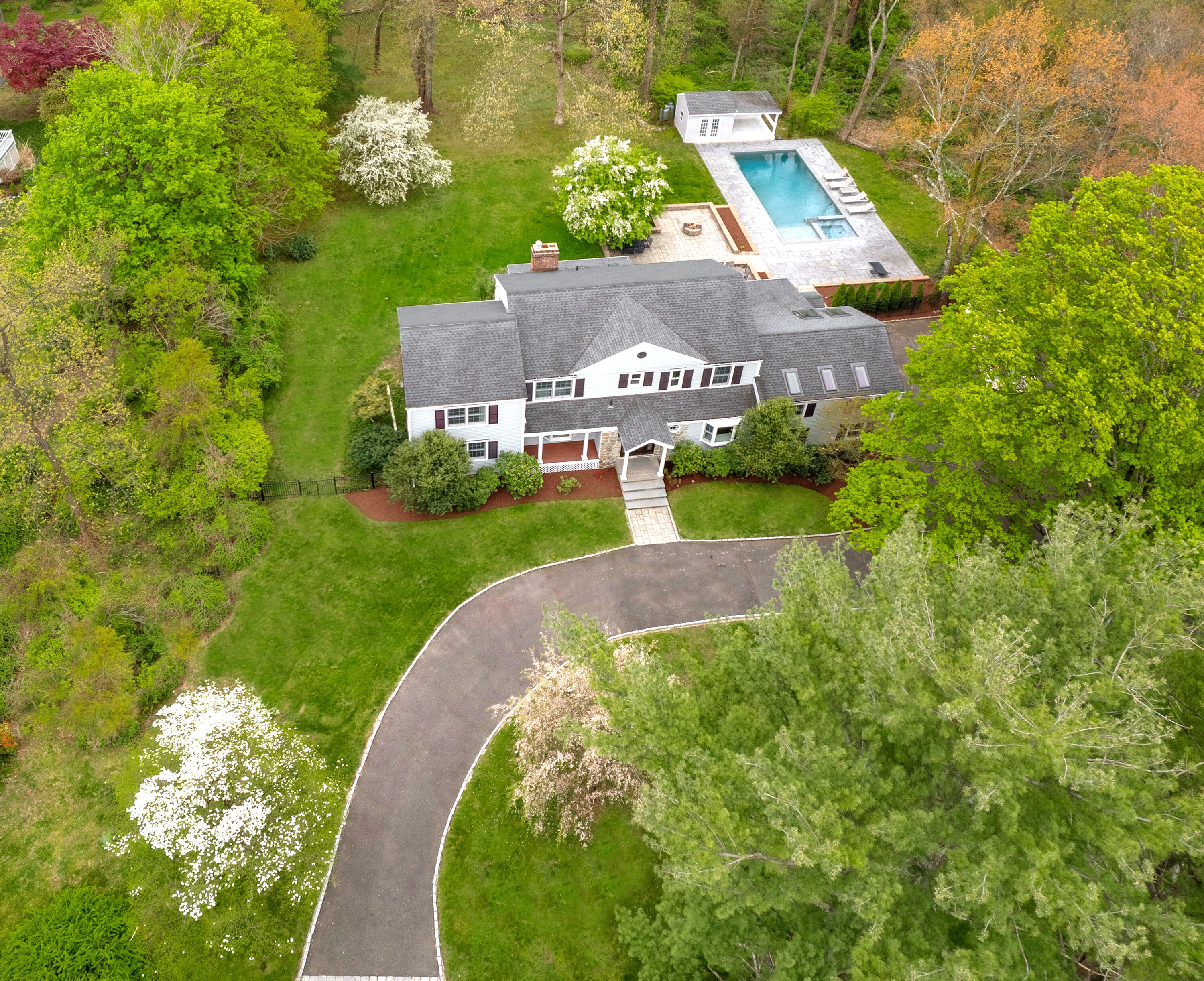 an aerial view of a house