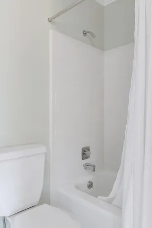 a bathroom with a toilet and a bathtub