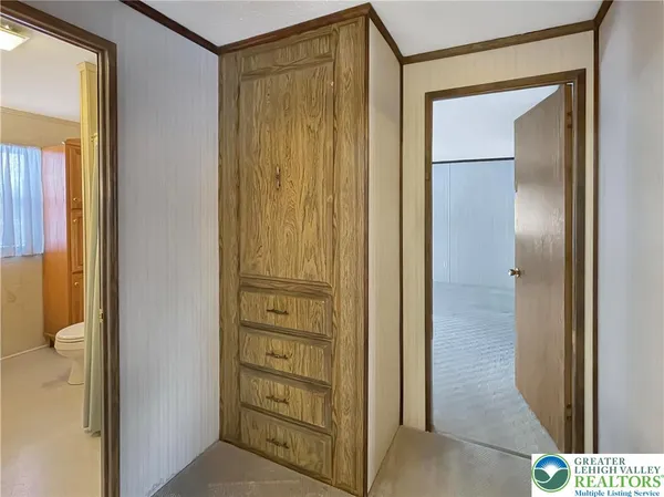 a view of walk in closet with a mirror