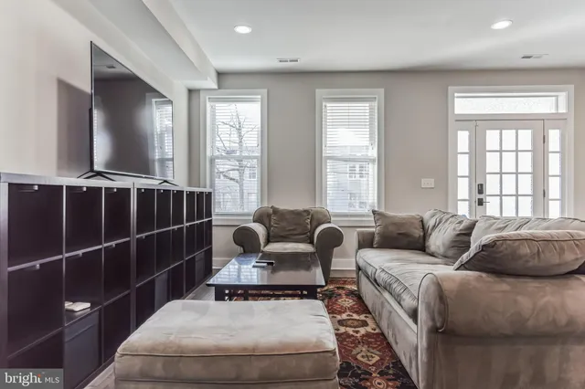 a living room with furniture