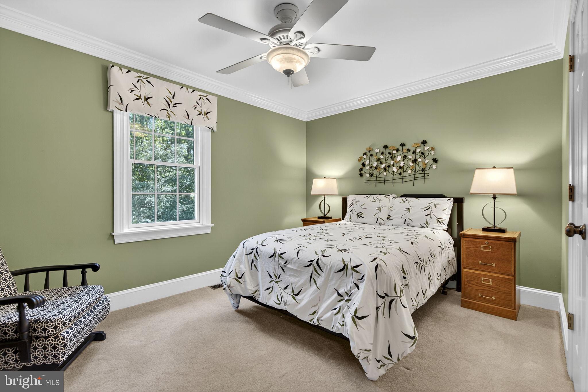 7255 Auburn Mill Road Warrenton, VA 20187 - Photo 38 of 58 a bedroom with a bed and a chandelier
