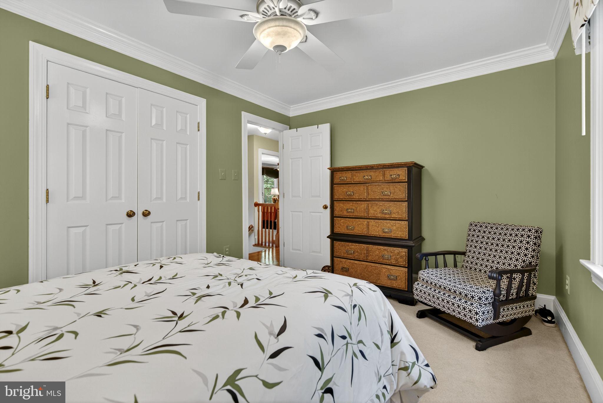7255 Auburn Mill Road Warrenton, VA 20187 - Photo 39 of 58 a bedroom with a bed and a chandelier