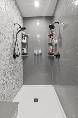 a bathroom with a shower