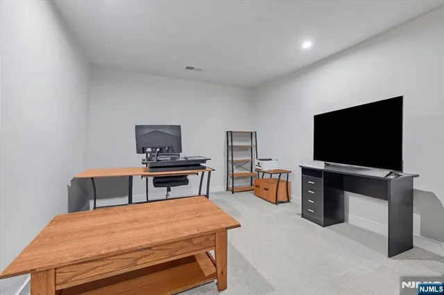 a room with a table and a chair