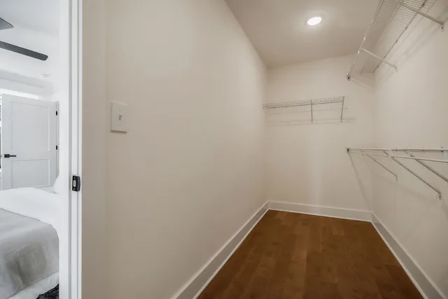 a view of a room with racks on the wall