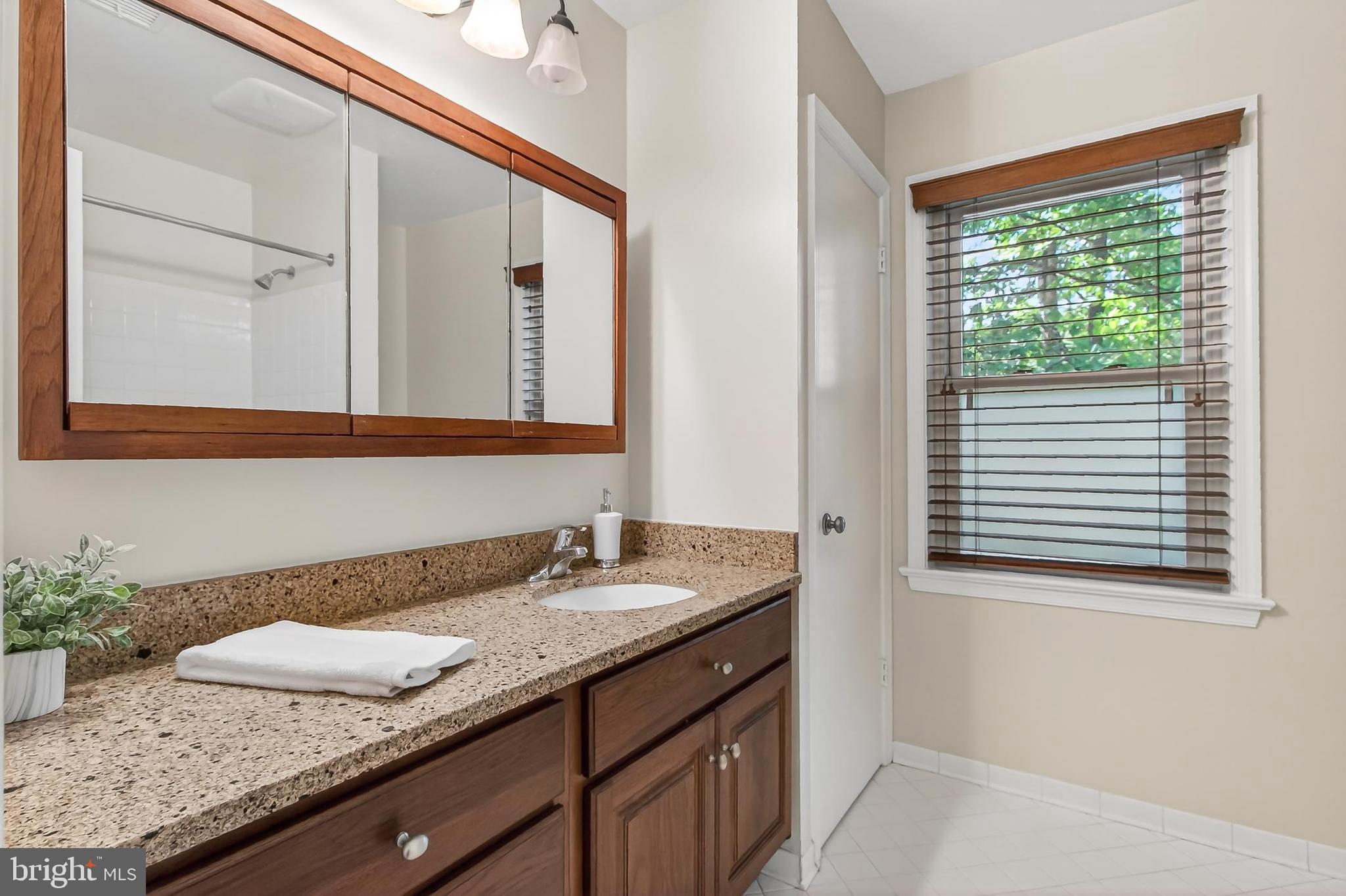 15117 Philip Lee Road Chantilly, VA 20151 - Photo 61 of 80 a bathroom with a granite countertop sink and a mirror