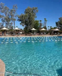 a view of a swimming pool with an outdoor space