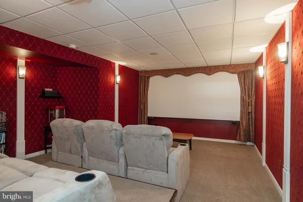 a projector room with fireplace furniture