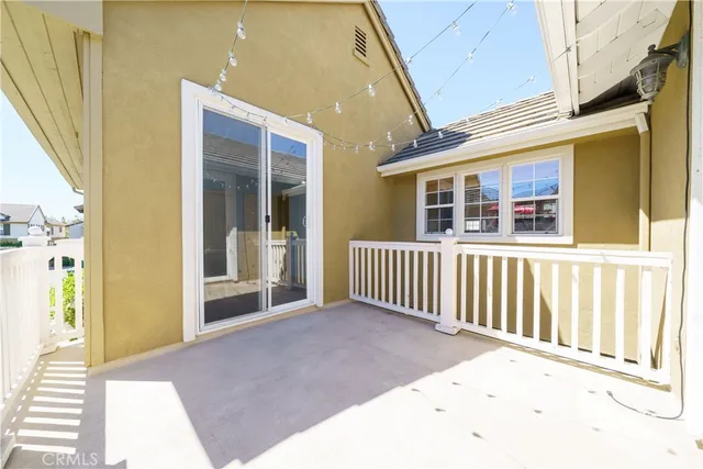a view of a balcony with a porch